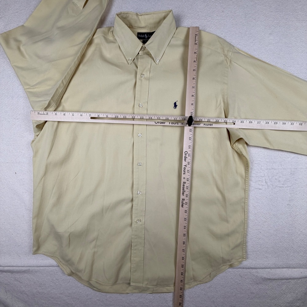 Ralph Lauren Blaire Mens Large Yellow Cotton Long Sleeve Button Down Shirt Pony - Picture 3 of 6